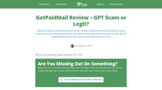 GetPaidMail Review – GPT Scam or Legit? - ScamsKitchen