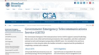 Government Emergency Telecommunications Service (GETS ...