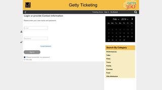 Login: Getty Online Ticketing