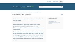We keep getting the login screen – Getwireless.net