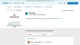 Top 216 Reviews and Complaints about Gevalia