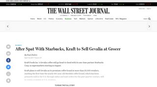 After Fight With Starbucks, Kraft to Sell Gevalia Coffee in Supermarkets