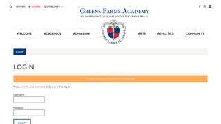 Parent Login - Greens Farms Academy
