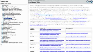 Dashboard URLs - System Help