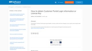 How to obtain Customer Portal Login information or ... - GFI Support