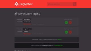 gfrevenge.com passwords - BugMeNot
