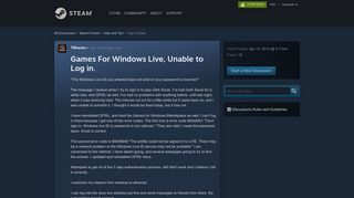 Games For Windows Live, Unable to Log in. :: Help and Tips - Steam ...