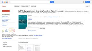 IUTAM Symposium on Emerging Trends in Rotor Dynamics: Proceedings of ...