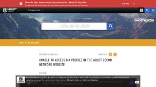 Unable to access my profile in the Ghost Recon Network website ...