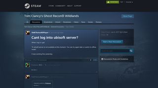 Cant log into ubisoft server? :: Tom Clancy's Ghost Recon® Wildlands ...