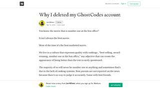 Why I deleted my GhostCodes account – Joe Wilson – Medium