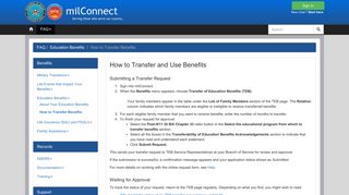 How to Transfer Benefits - milConnect: Benefits and Records for DoD ...