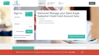 Giant Eagle fuelperks! Credit Card - Manage your account - Comenity