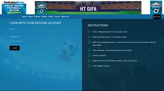 Login - htGIFA - Great Indian Football Action Is Back!