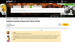 forgotten username and password: advice and tips - The giffgaff ...