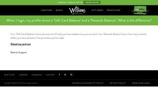 When I login, my profile shows a 'Gift Card ... - Williams Fresh Cafe