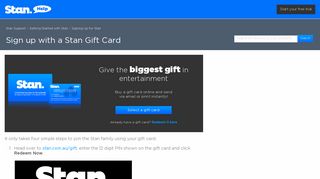 Sign up with a Stan Gift Card – Stan Support