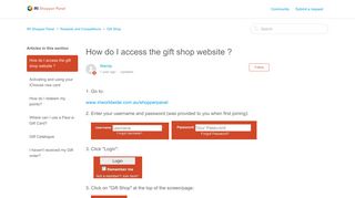 How do I access the gift shop website ? – IRI Shopper Panel
