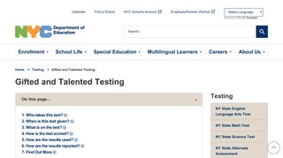 Gifted and Talented Testing - schools.NYC.gov
