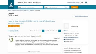 GiftRocket | Complaints | Better Business Bureau® Profile