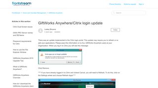 GiftWorks Anywhere/Citrix login update – FrontStream