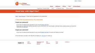 I have lost my password or my username - GigaTribe