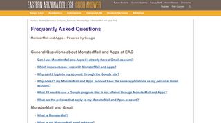 MonsterMail and Apps FAQ - Eastern Arizona College