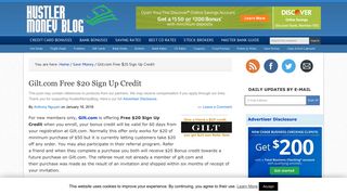 Gilt.com Free $20 Sign Up Credit - Hustler Money Blog