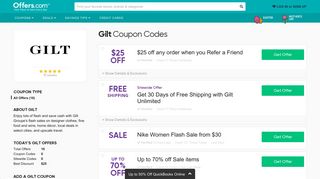$25 off Gilt Coupons & Promo Codes + Free Shipping 2019 - Offers.com