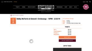 City Winery Bobby McFerrin & Gimme5 - 10PM - 2/23/19