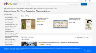Custom Made Gin Tonic Decorative Plaques & Signs | eBay