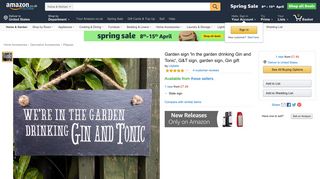 Garden sign 'In the garden drinking Gin and Tonic', G&T sign, garden ...
