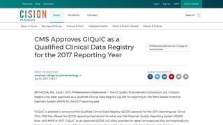 CMS Approves GIQuIC as a Qualified Clinical Data Registry for the ...