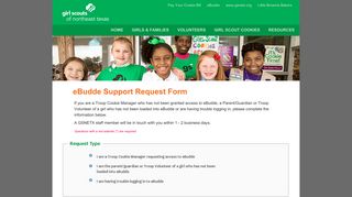 eBudde Support Request Form - Girl Scouts Northeast Texas