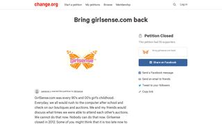 Petition · Bring girlsense.com back · Change.org