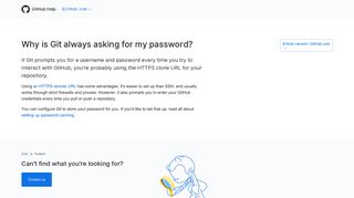 Why is Git always asking for my password? - GitHub Help