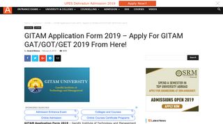 GITAM Application Form 2019 - Apply For GITAM GAT/GOT/GET 2019 ...