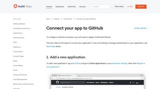Connect your app to GitHub - Auth0