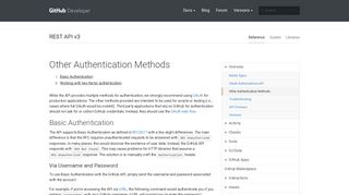 Other Authentication Methods | GitHub Developer Guide