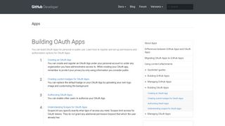 Building OAuth Apps | GitHub Developer Guide