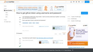 How to get github token using username and password - Stack Overflow