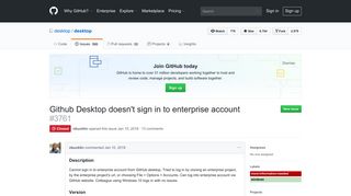 Github Desktop doesn't sign in to enterprise account · Issue #3761 ...