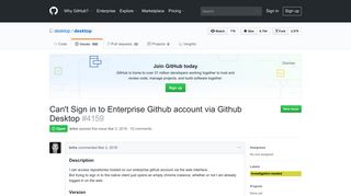 Can't Sign in to Enterprise Github account via Github Desktop · Issue ...