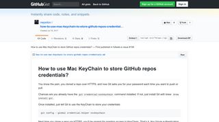 How to use Mac KeyChain to store GitHub repos credentials? — First ...