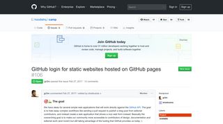GitHub login for static websites hosted on GitHub pages · Issue #106 ...