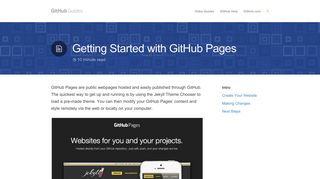 Getting Started with GitHub Pages · GitHub Guides
