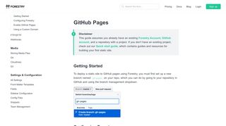 GitHub Pages | Forestry.io