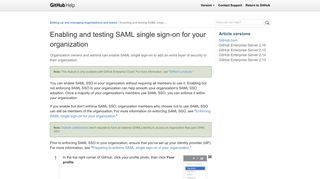 Enabling and testing SAML single sign-on for your ... - GitHub Help