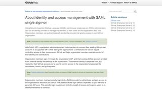 About identity and access management with SAML ... - GitHub Help
