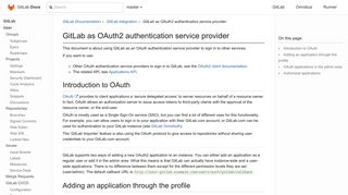 GitLab as OAuth2 authentication service provider | GitLab